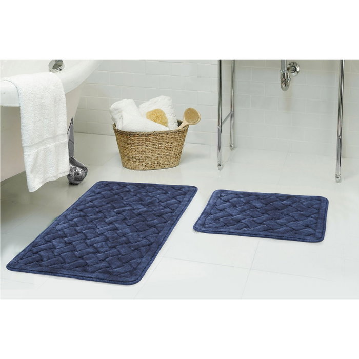 Mijölnir Juego de alfombrillas de baño de algodón Azul oscuro Mijölnir Juego de alfombrillas de baño de algodón Azul oscuro
